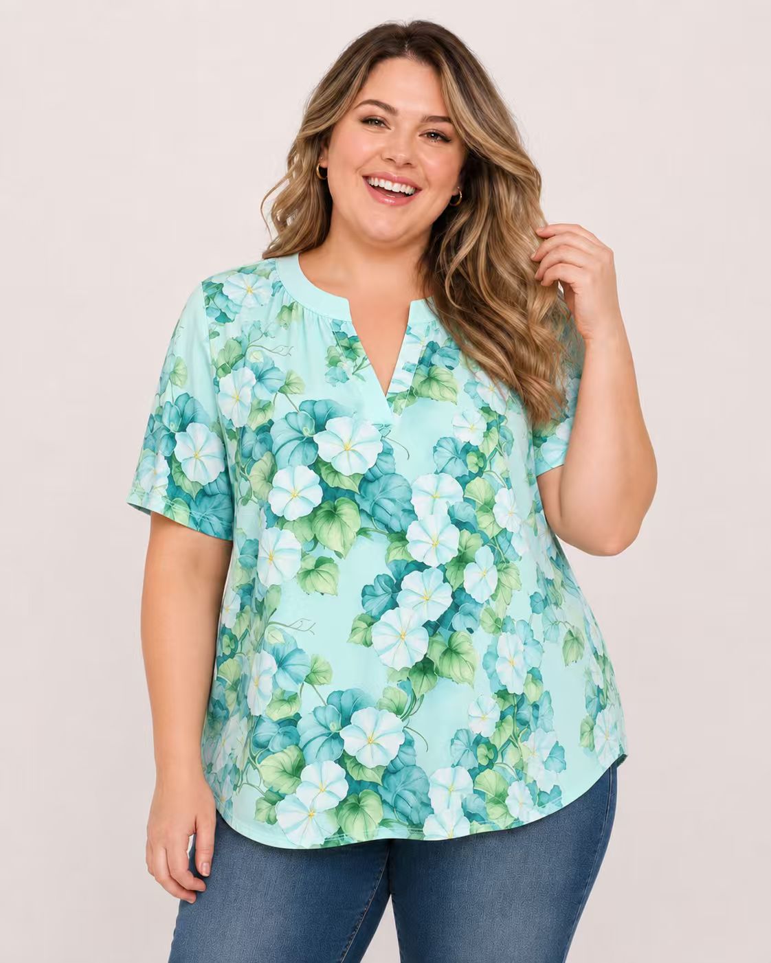 【LIMITED TIME 50% OFF】V-Neck Short Sleeve T Shirt Casual Loose Fit Soft Basic Top Everyday Summer Shirt