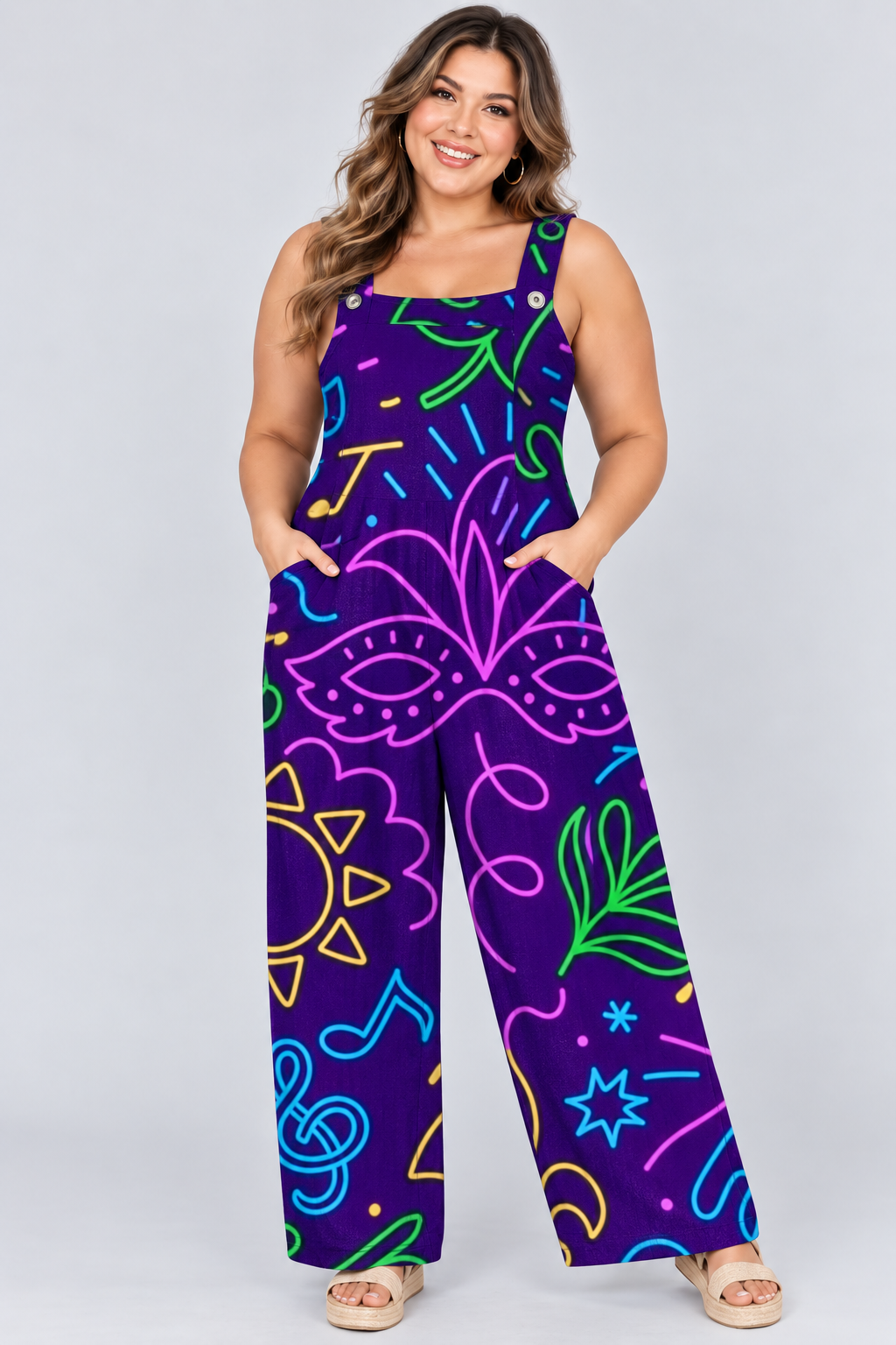 Loose-Fitting Jumpsuit with Suspenders