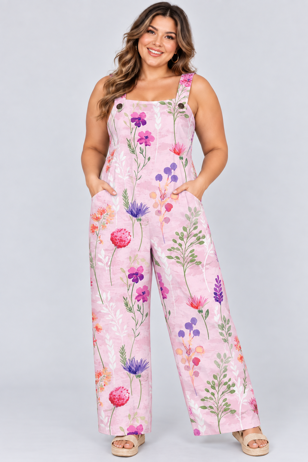 Loose-Fitting Jumpsuit with Suspenders