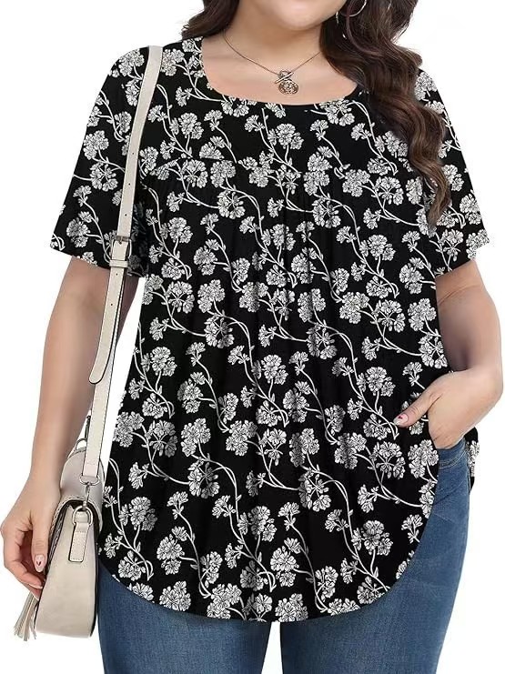 【LIMITED TIME 40% OFF】Plus Size Printed Tunic - Stretchy & Curve-Friendly