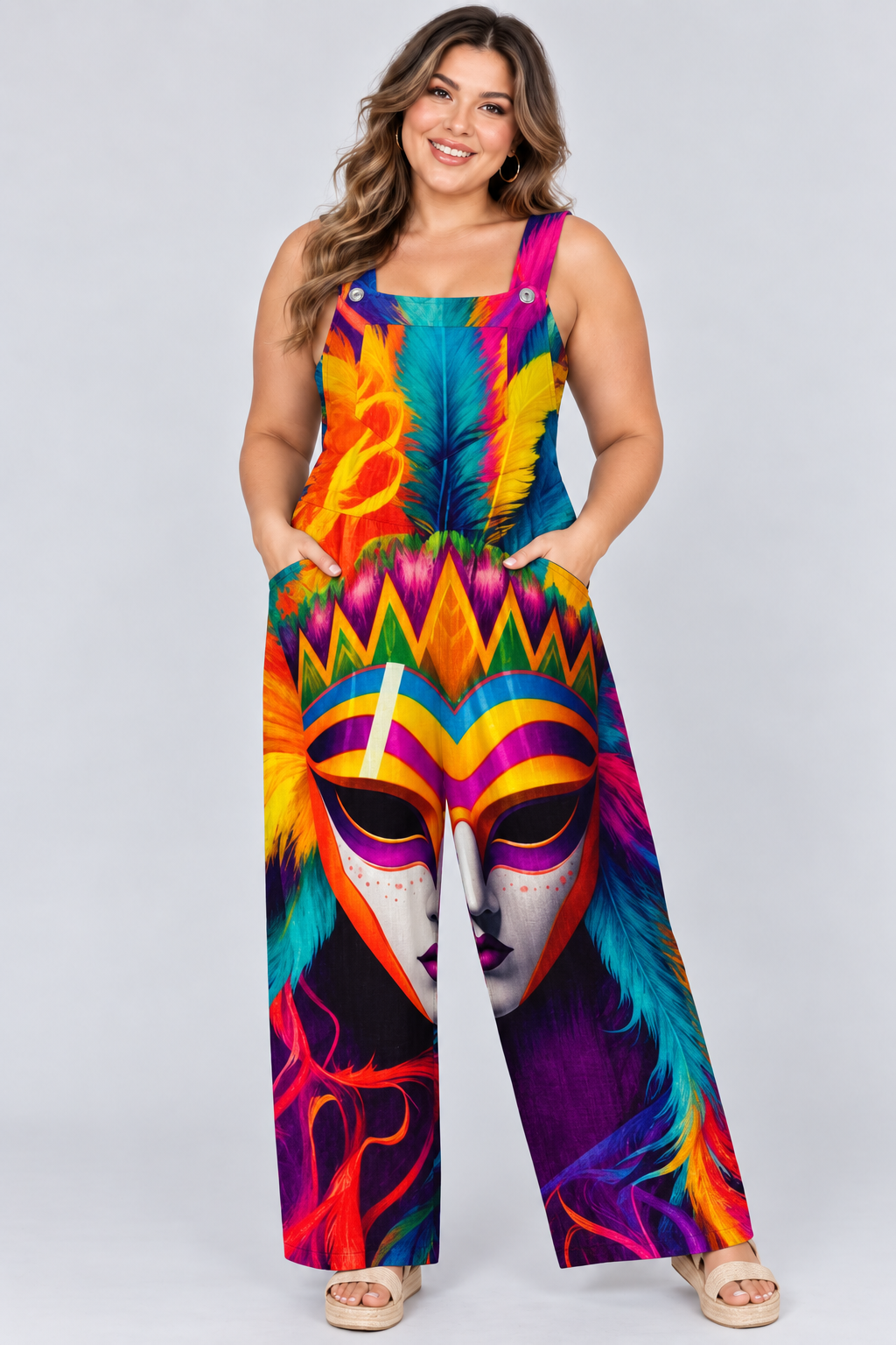 Loose-Fitting Jumpsuit with Suspenders