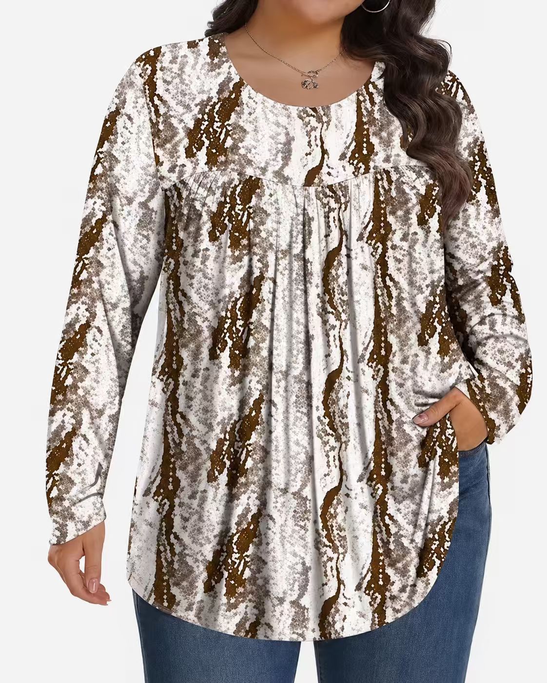 Long-Sleeved Pullover Large Size Floral 3D Printed Women'S Top
