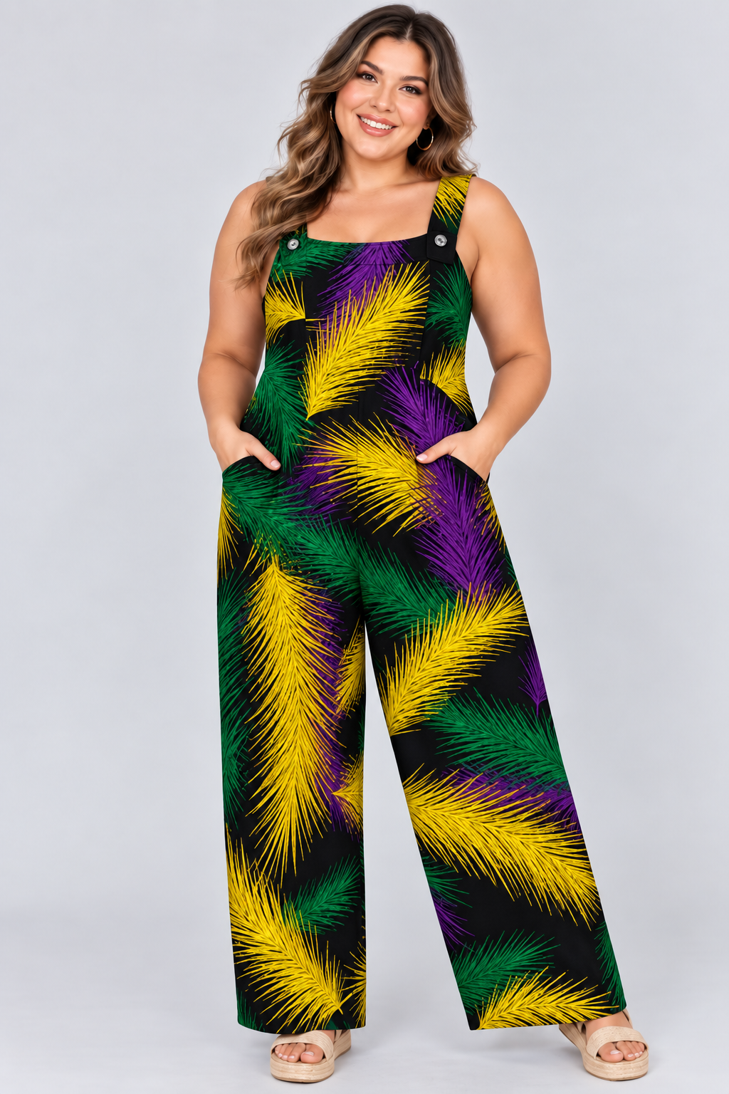 Loose-Fitting Jumpsuit with Suspenders