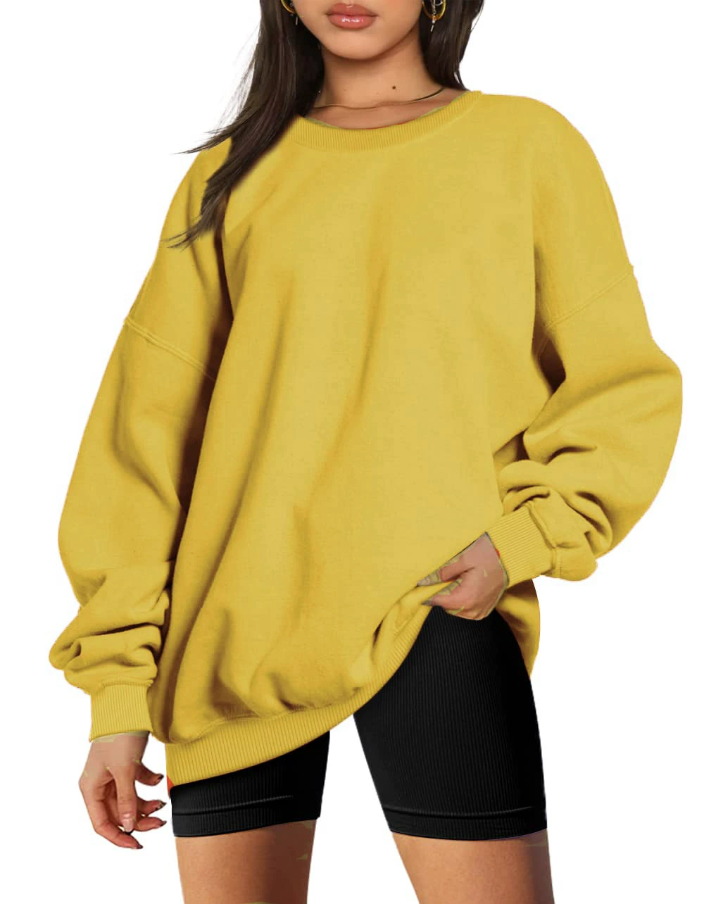 Long-sleeve round-neck pullover sport shirt casual top