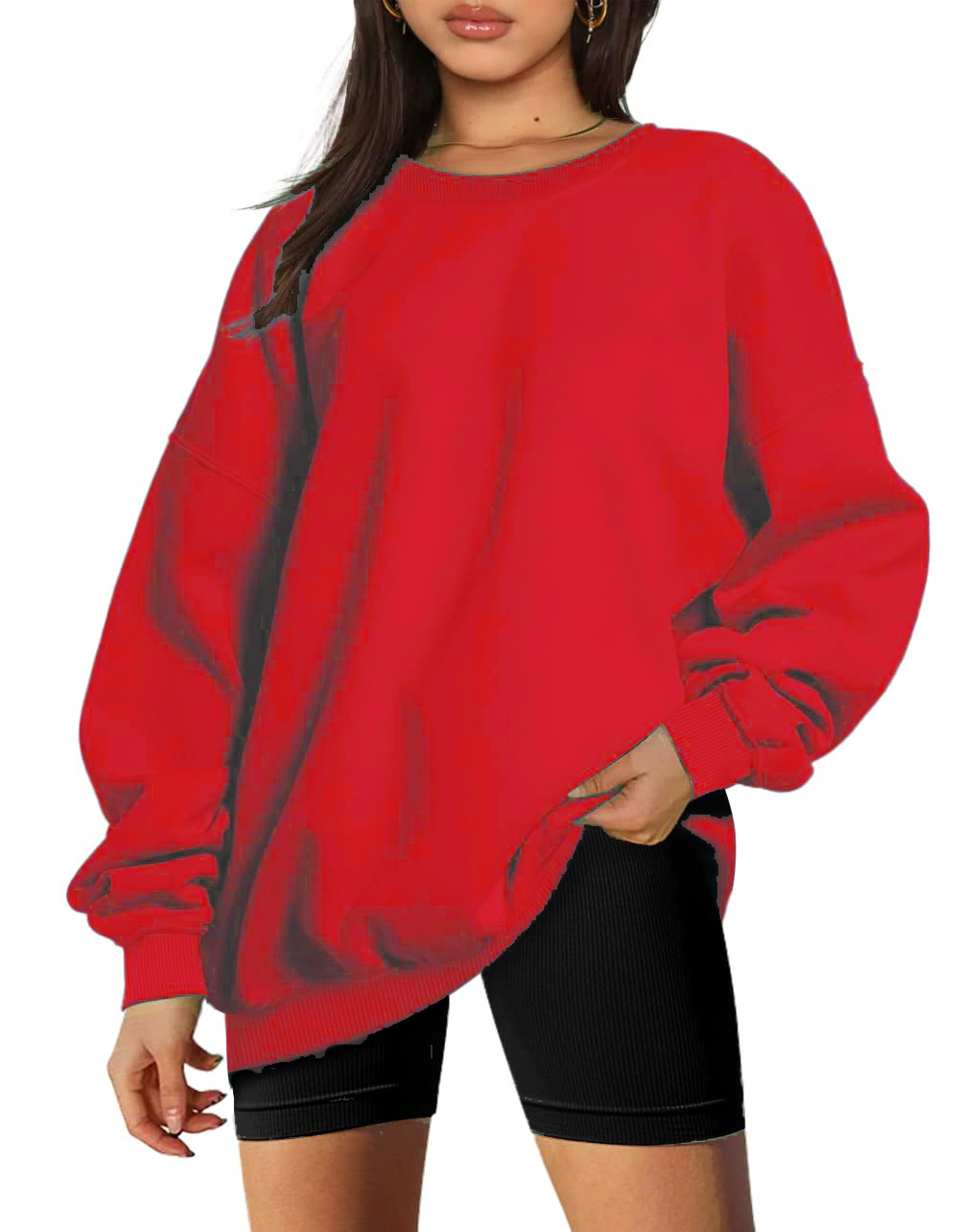 Long-sleeve round-neck pullover sport shirt casual top