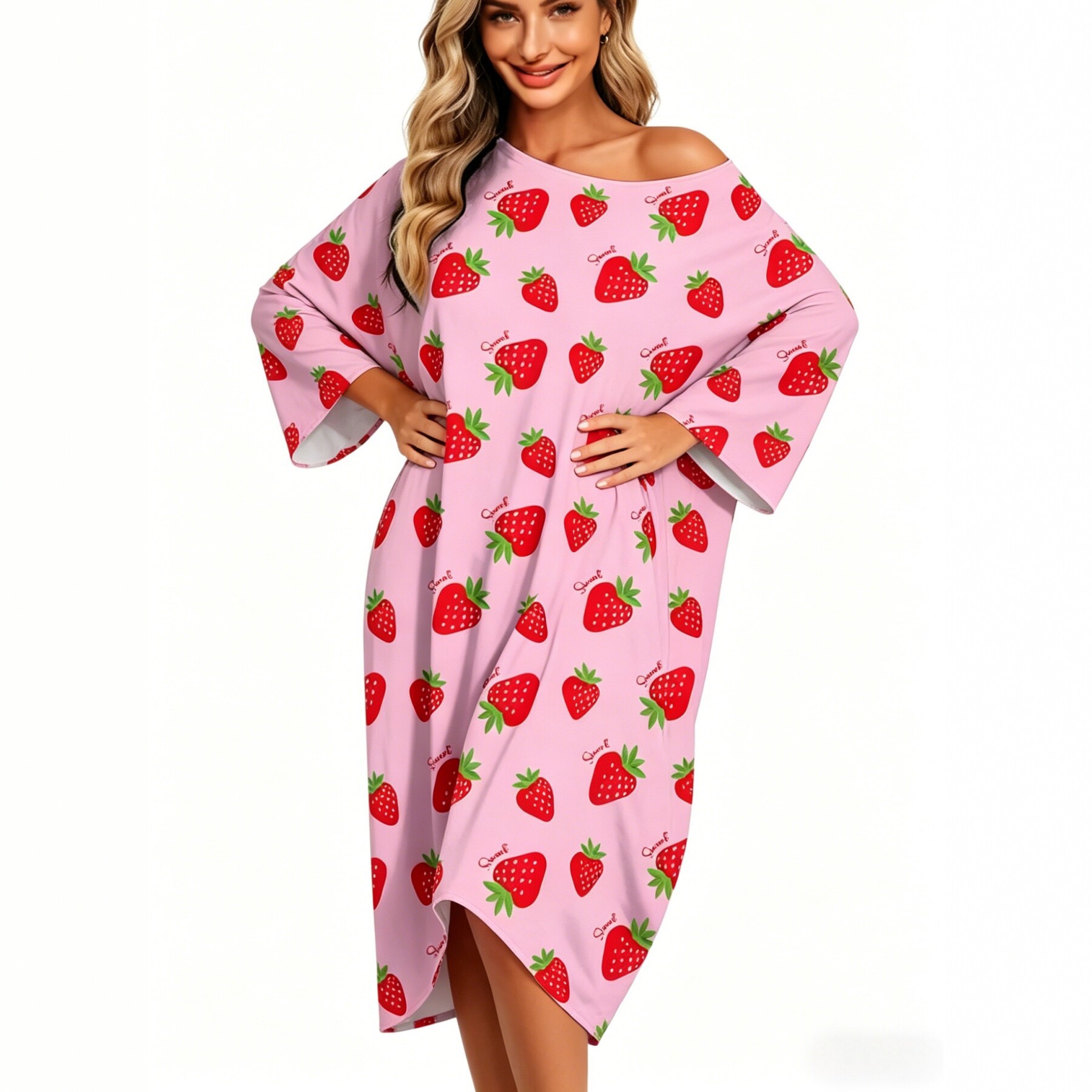 2026 New European And American Cross-Border Women'S Off-Shoulder Printed Dress Casual Home Wear Nightgown Shawl Long Skirt