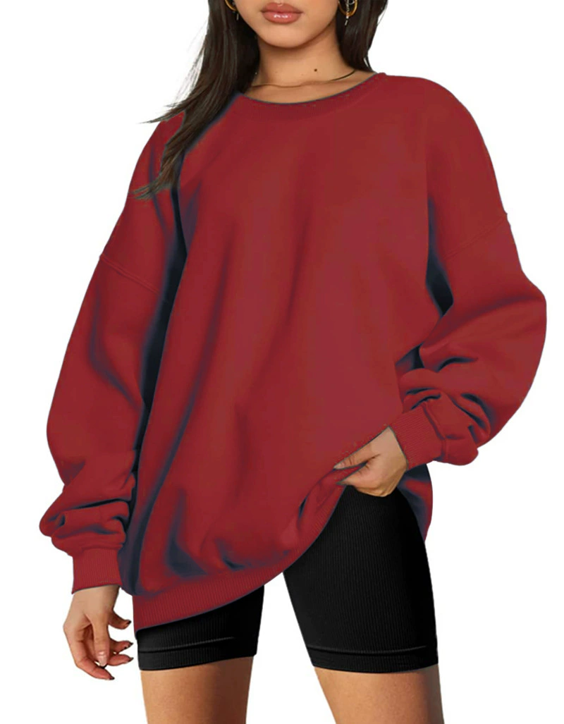 Long-sleeve round-neck pullover sport shirt casual top