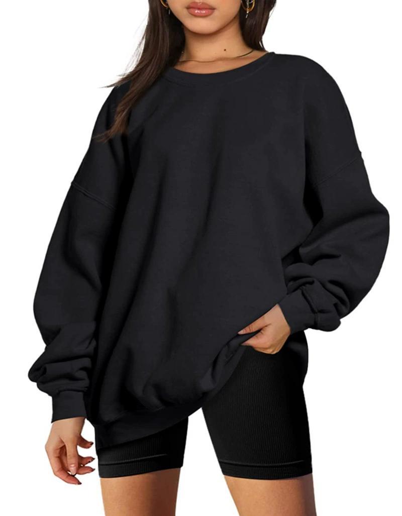 Long-sleeve round-neck pullover sport shirt casual top