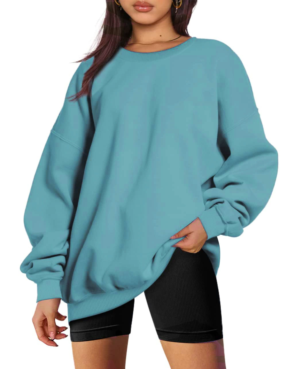 Long-sleeve round-neck pullover sport shirt casual top