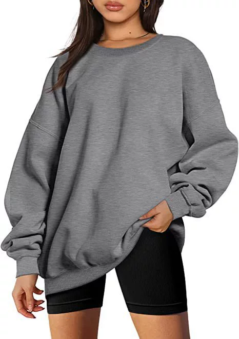 Long-sleeve round-neck pullover sport shirt casual top