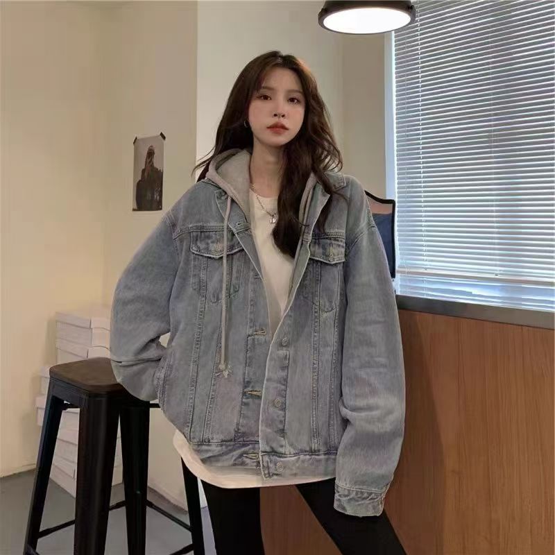 Spot short coat cotton coat 2026 winter fleece new cotton loose Korean denim fur collar thick jacket women