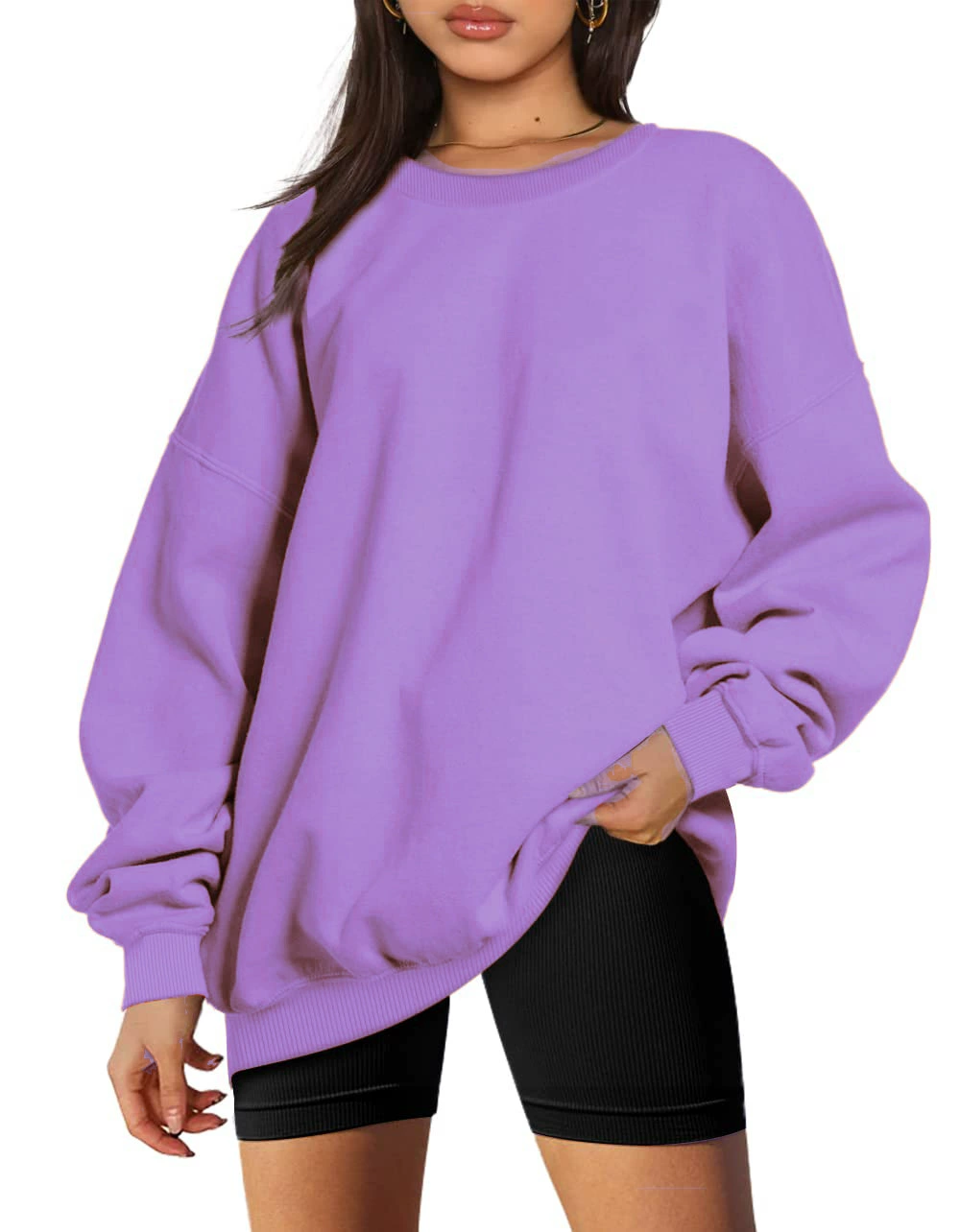 Long-sleeve round-neck pullover sport shirt casual top