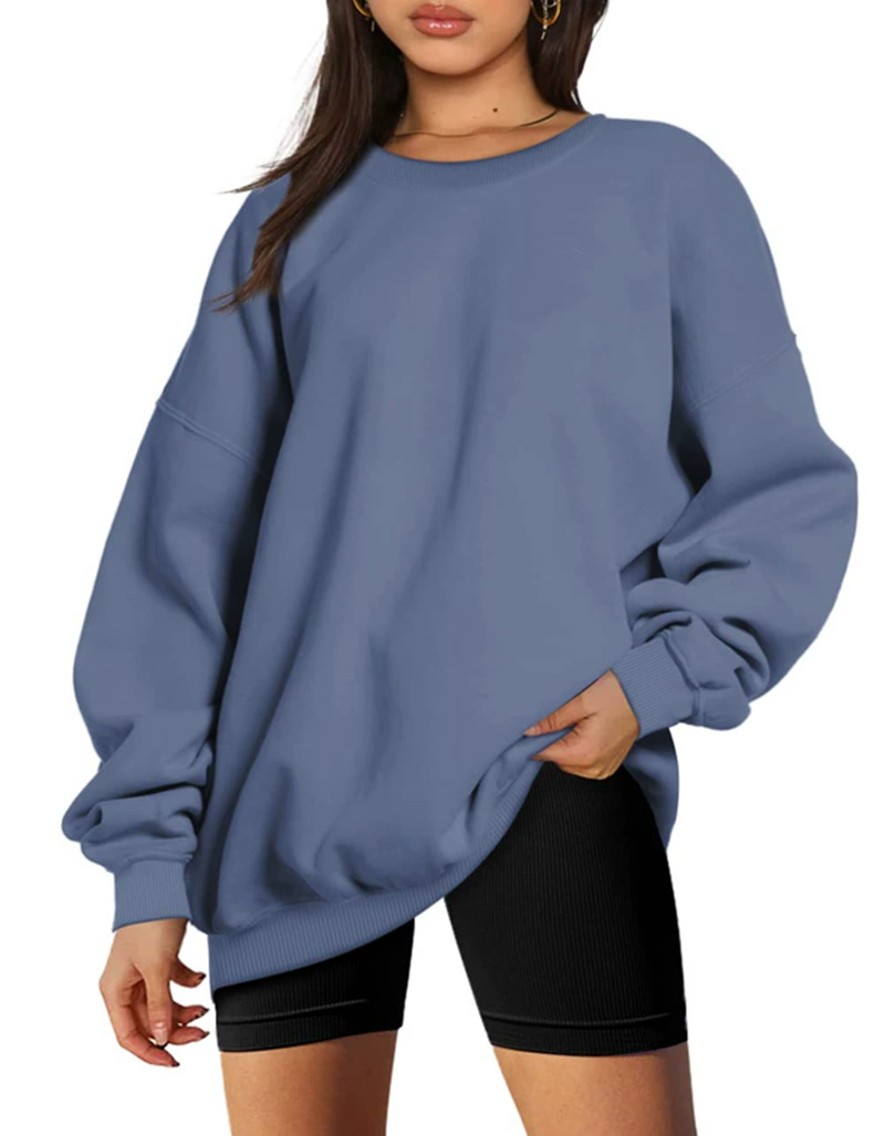 Long-sleeve round-neck pullover sport shirt casual top