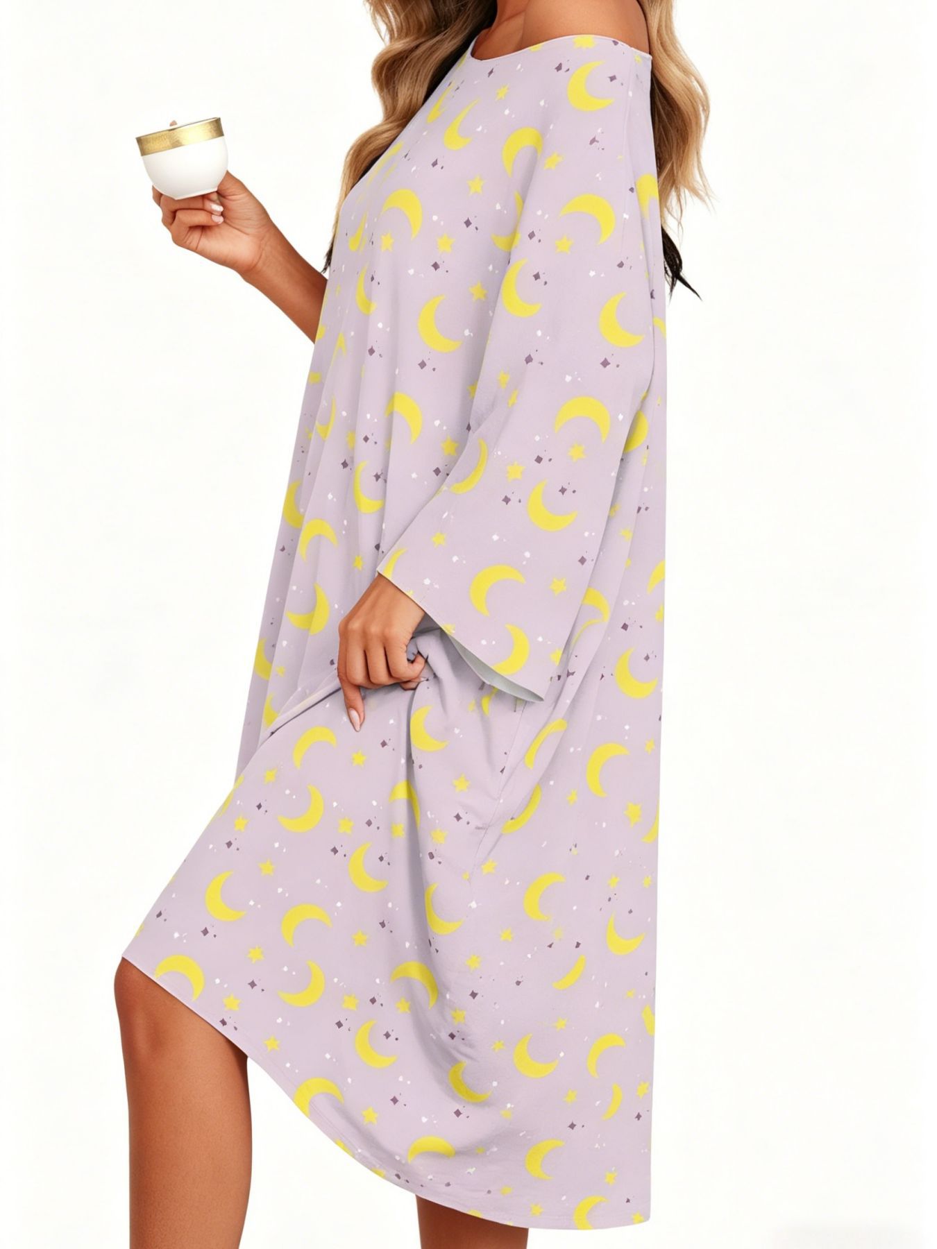 2026 New European And American Cross-Border Women'S Off-Shoulder Printed Dress Casual Home Wear Nightgown Shawl Long Skirt