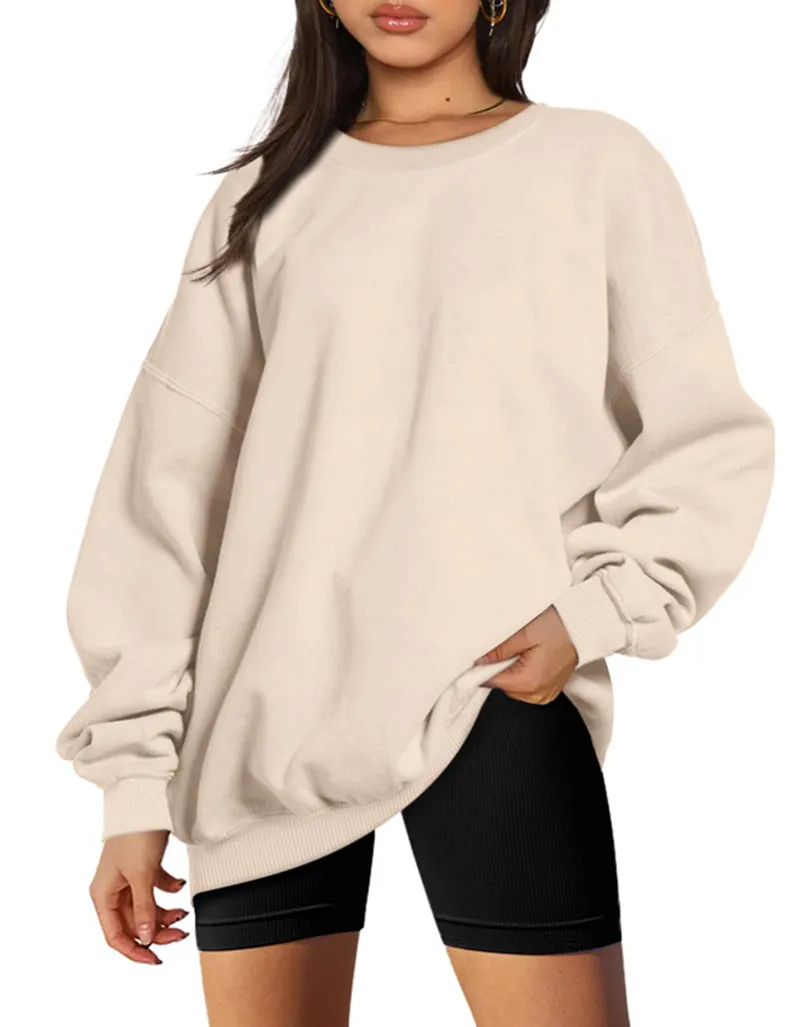 Long-sleeve round-neck pullover casual top
