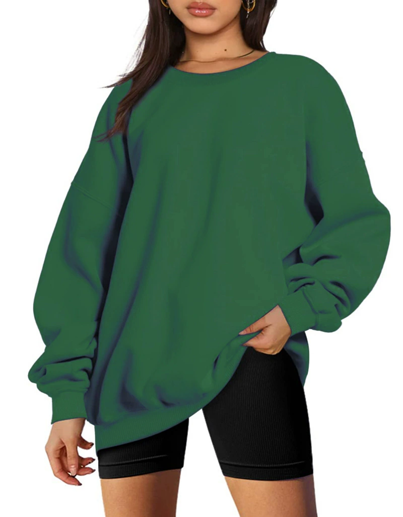 Long-sleeve round-neck pullover sport shirt casual top