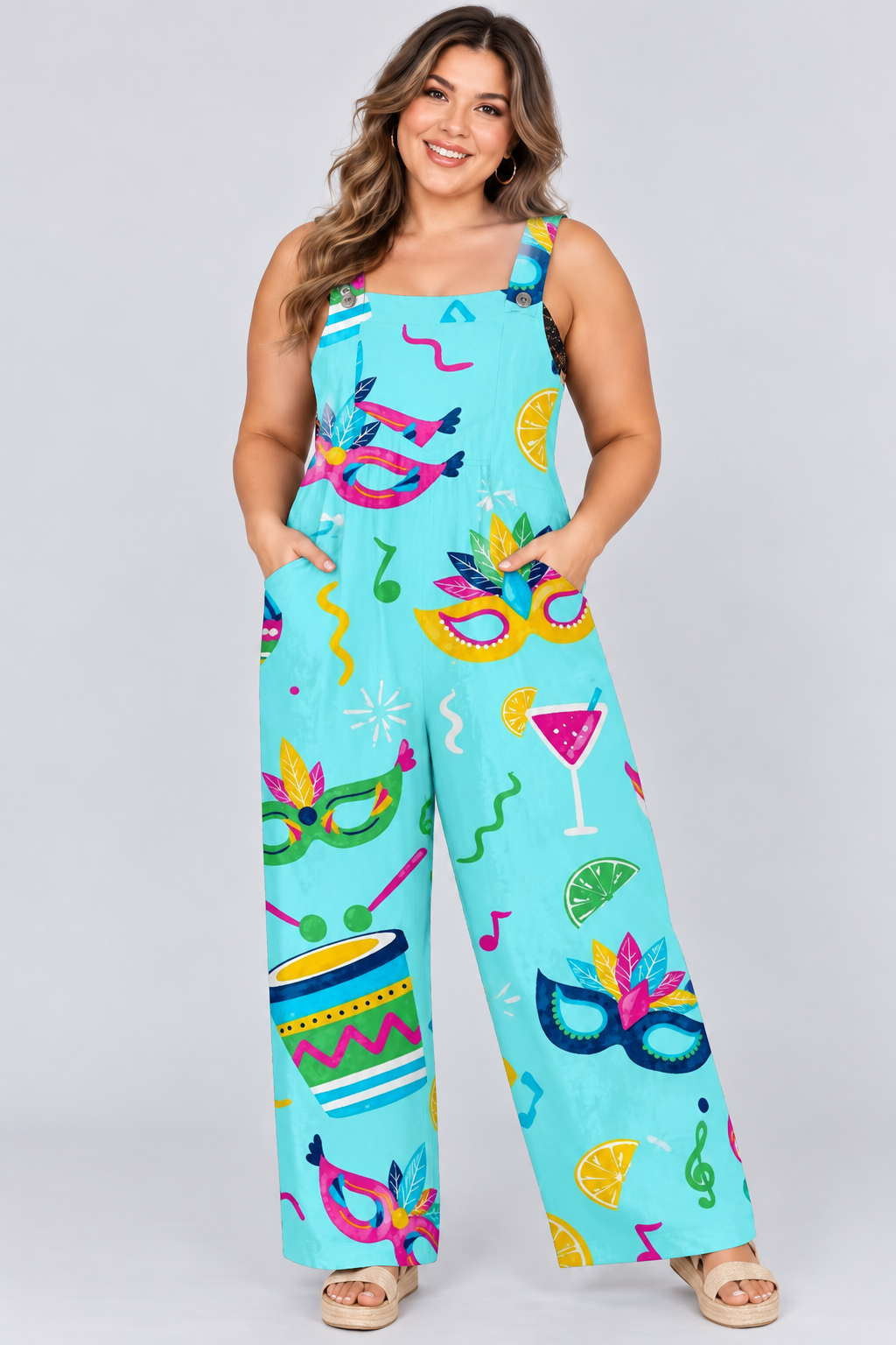 Loose-Fitting Jumpsuit with Suspenders