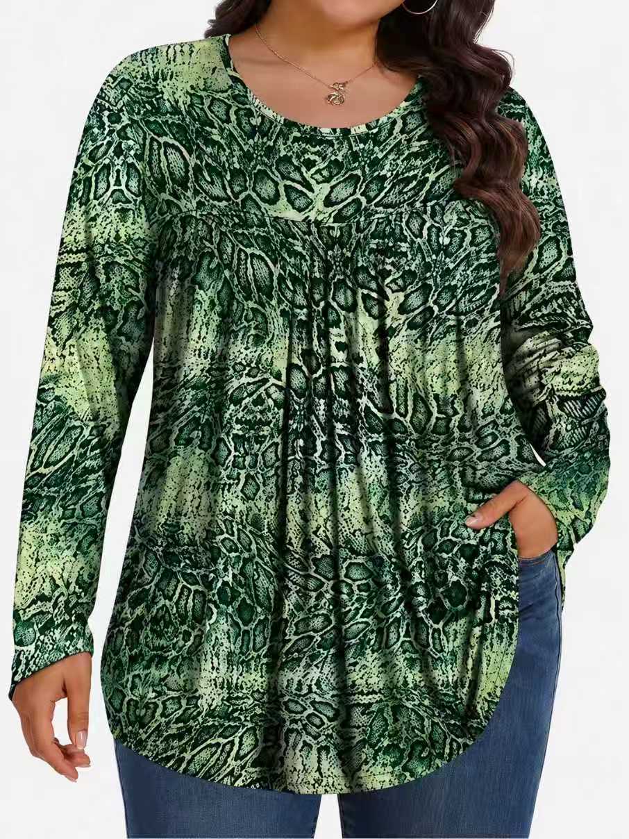 Long-Sleeved Pullover Large Size Floral 3D Printed Women'S Top