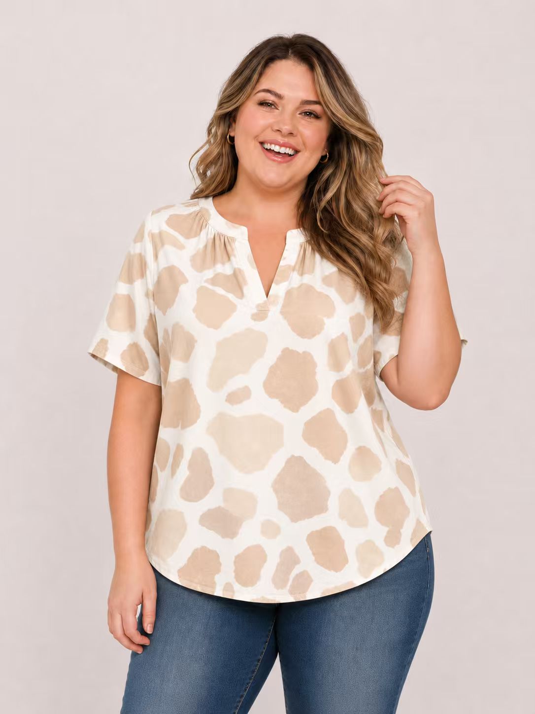 【LIMITED TIME 50% OFF】V-Neck Short Sleeve T Shirt Casual Loose Fit Soft Basic Top Everyday Summer Shirt