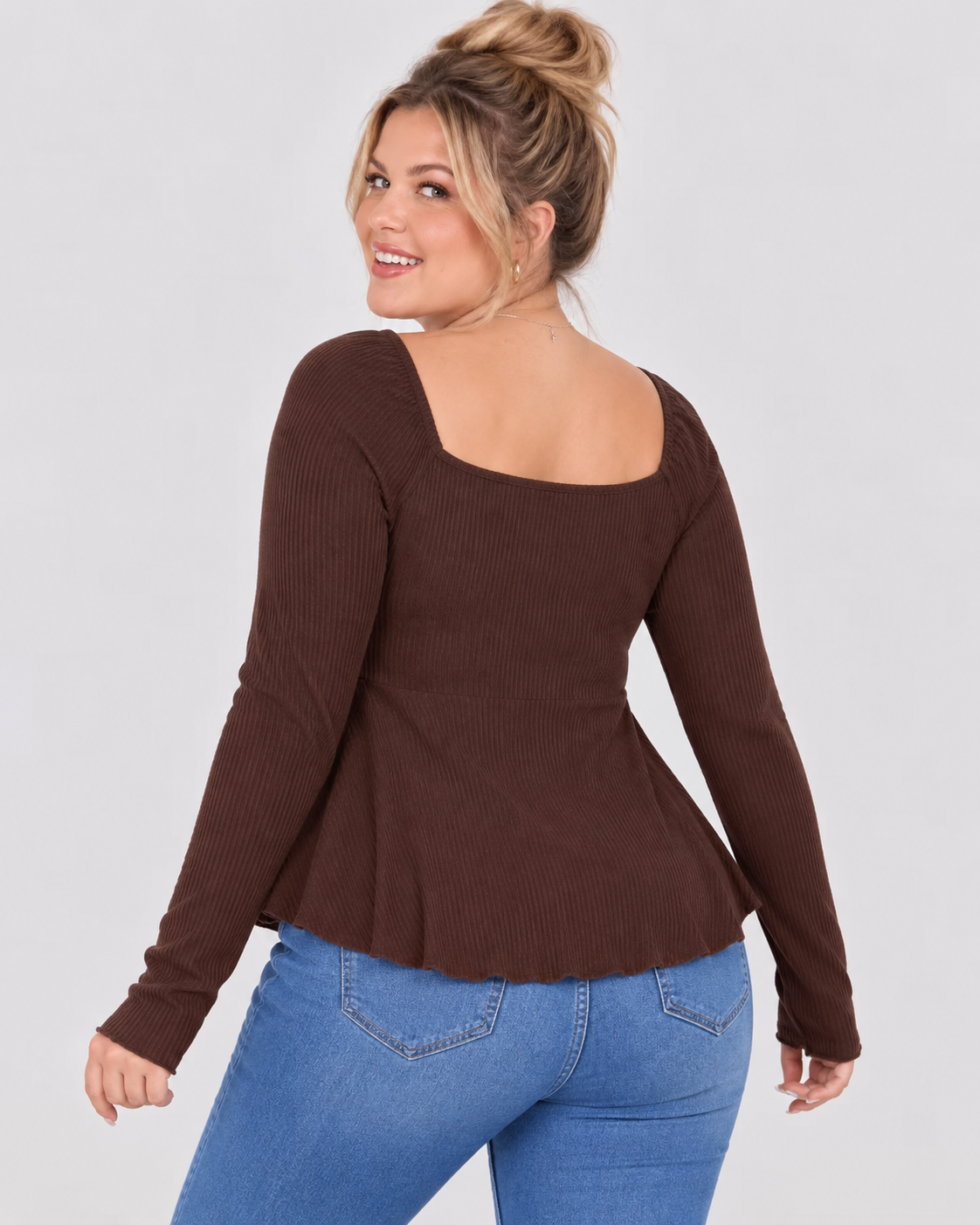 Long Sleeve Fall V-Neck Slim Clavicle Top