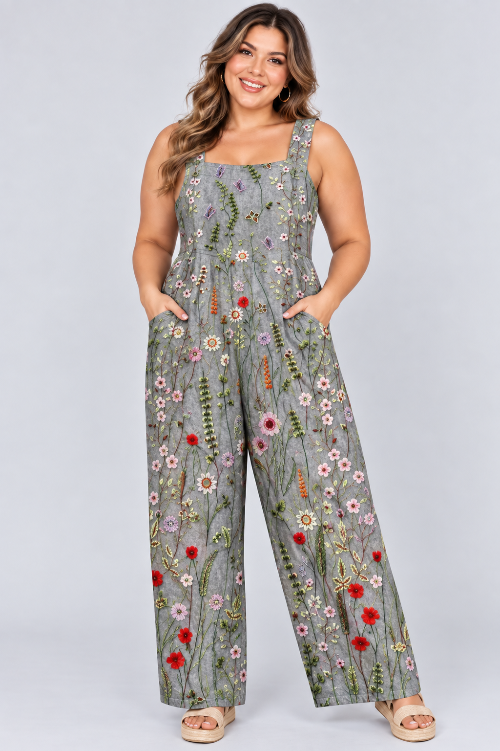 Loose-Fitting Jumpsuit with Suspenders