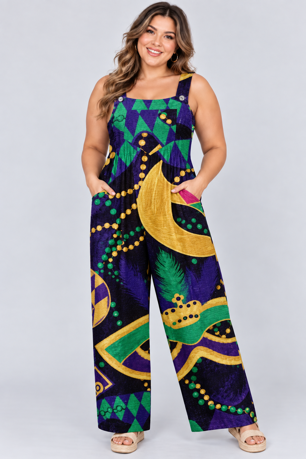 Loose-Fitting Jumpsuit with Suspenders