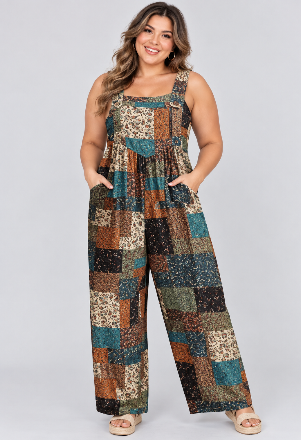 Loose-Fitting Jumpsuit with Suspenders
