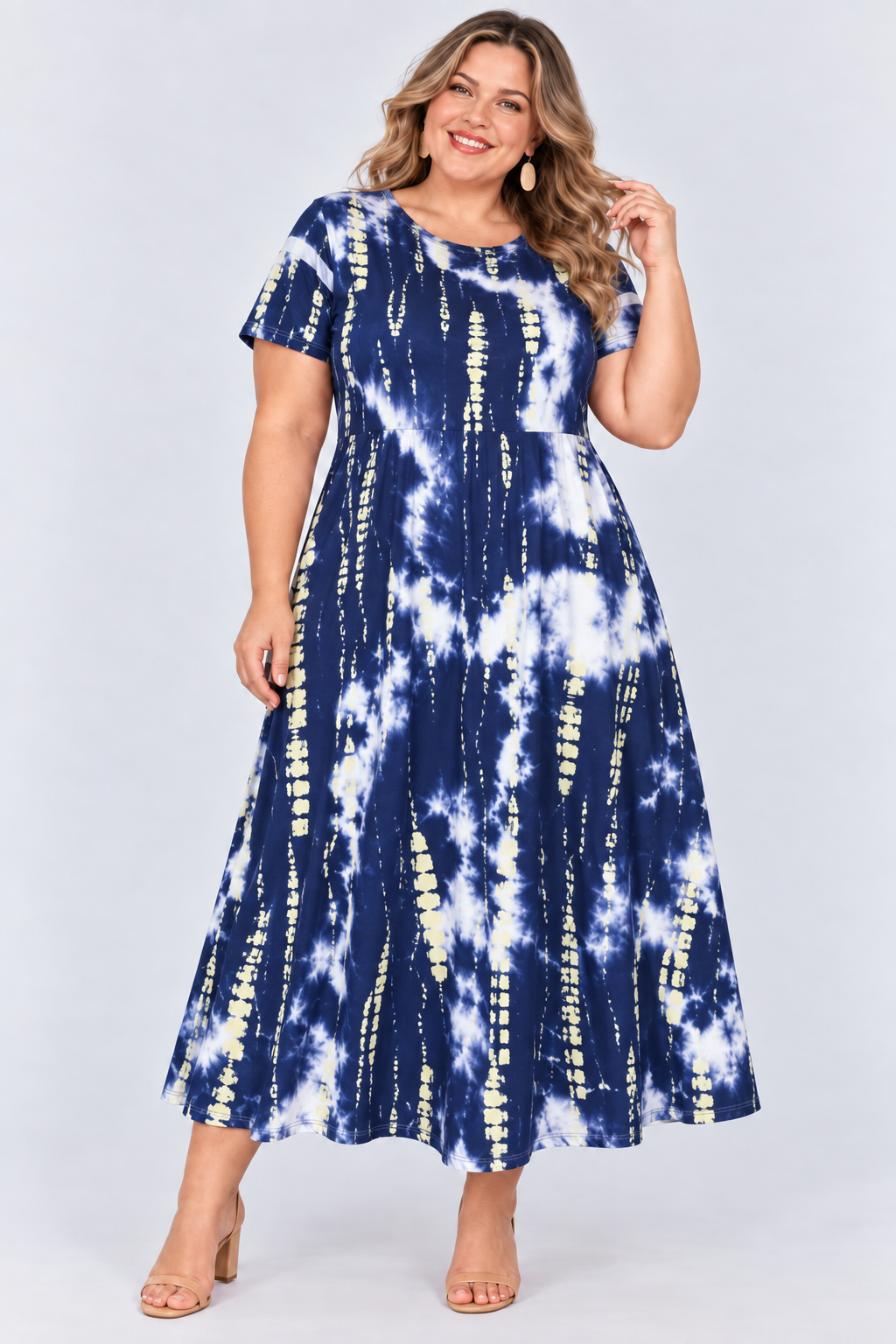 Printed loose pocket casual short sleeve women's dress