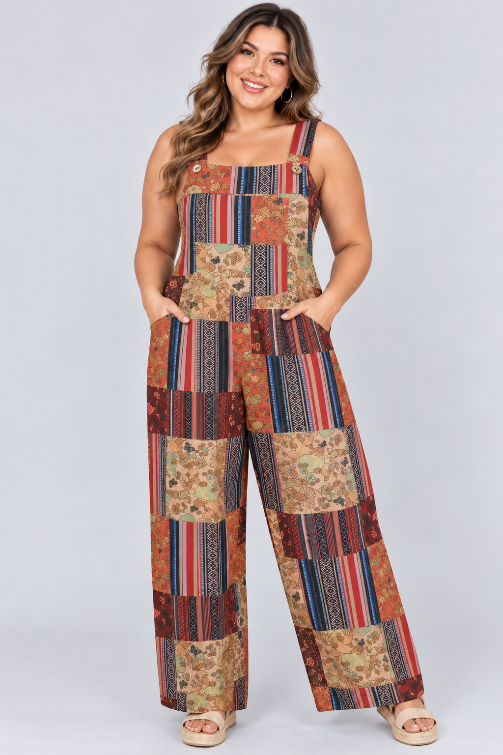 Loose-Fitting Jumpsuit with Suspenders