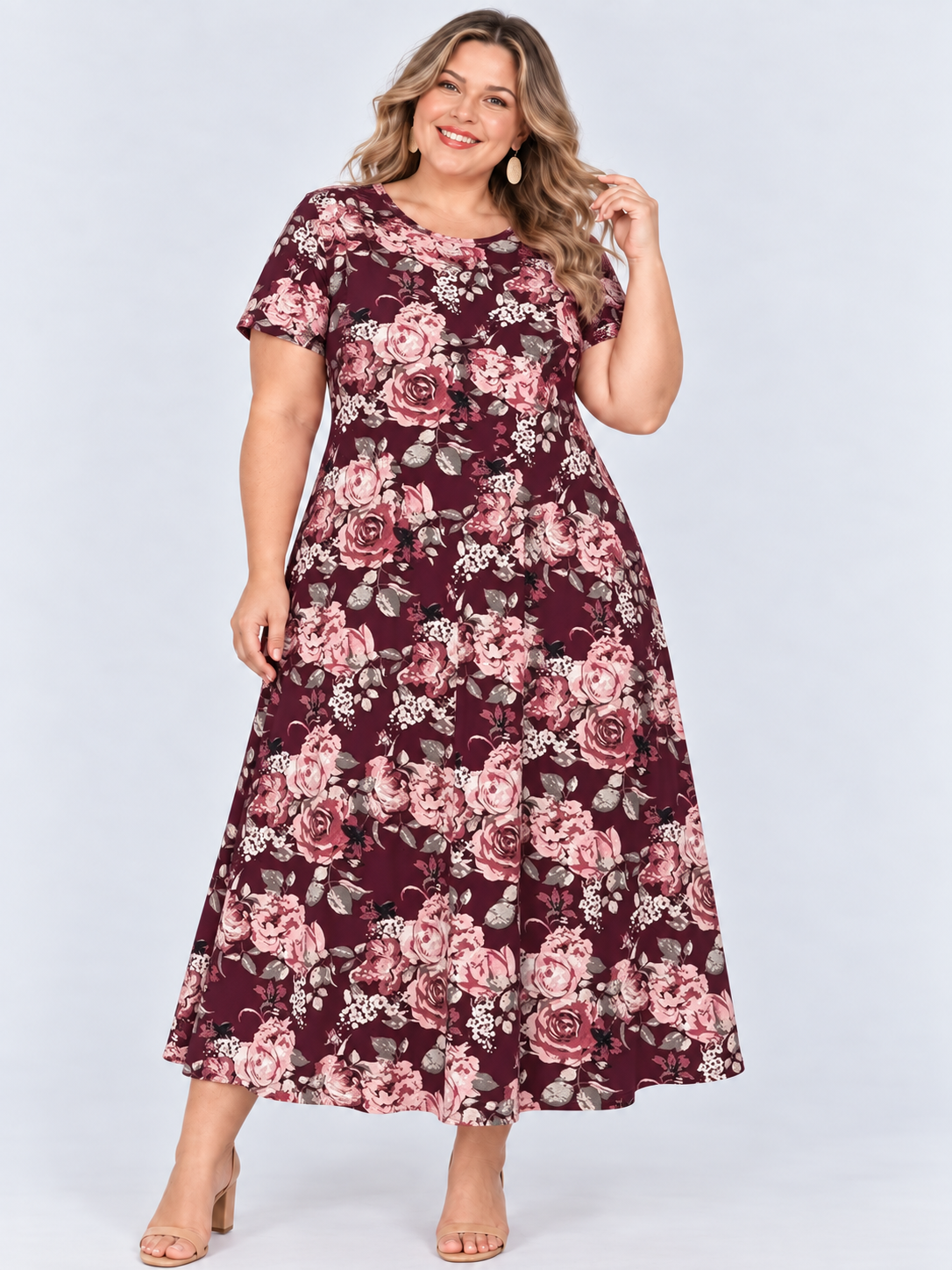 Printed loose pocket casual short sleeve women's dress