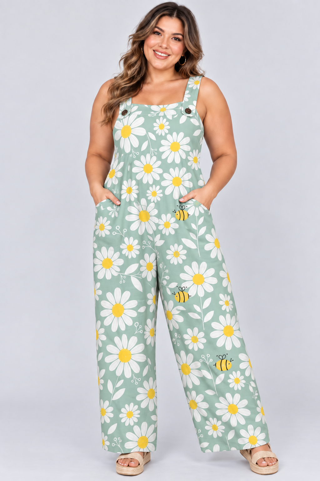Loose-Fitting Jumpsuit with Suspenders
