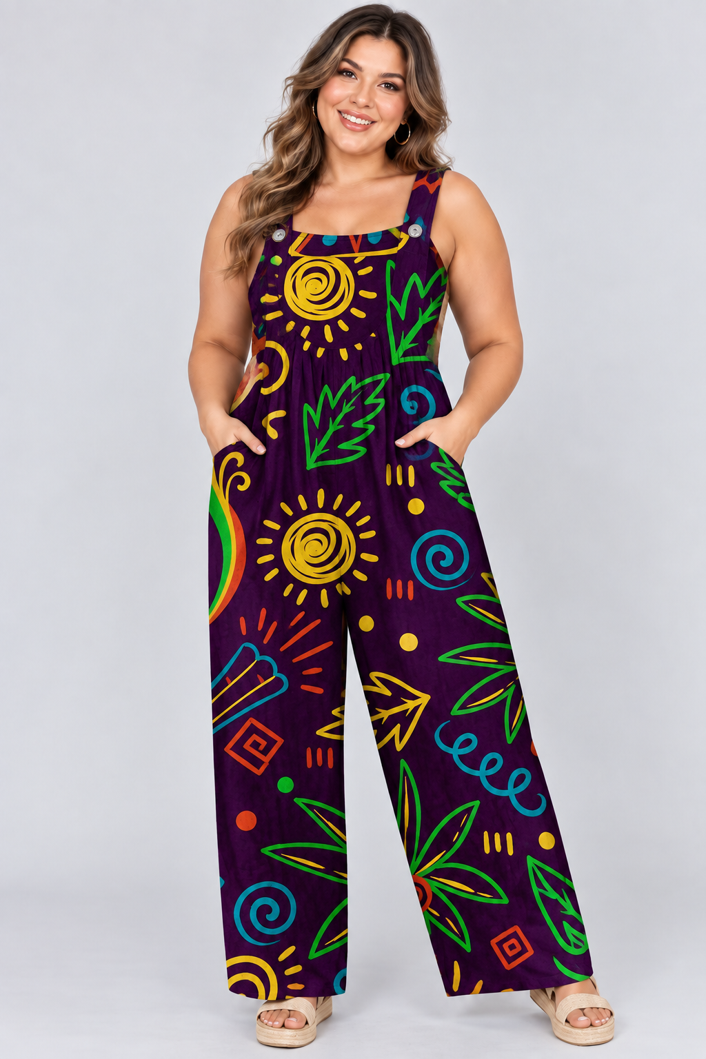 Loose-Fitting Jumpsuit with Suspenders
