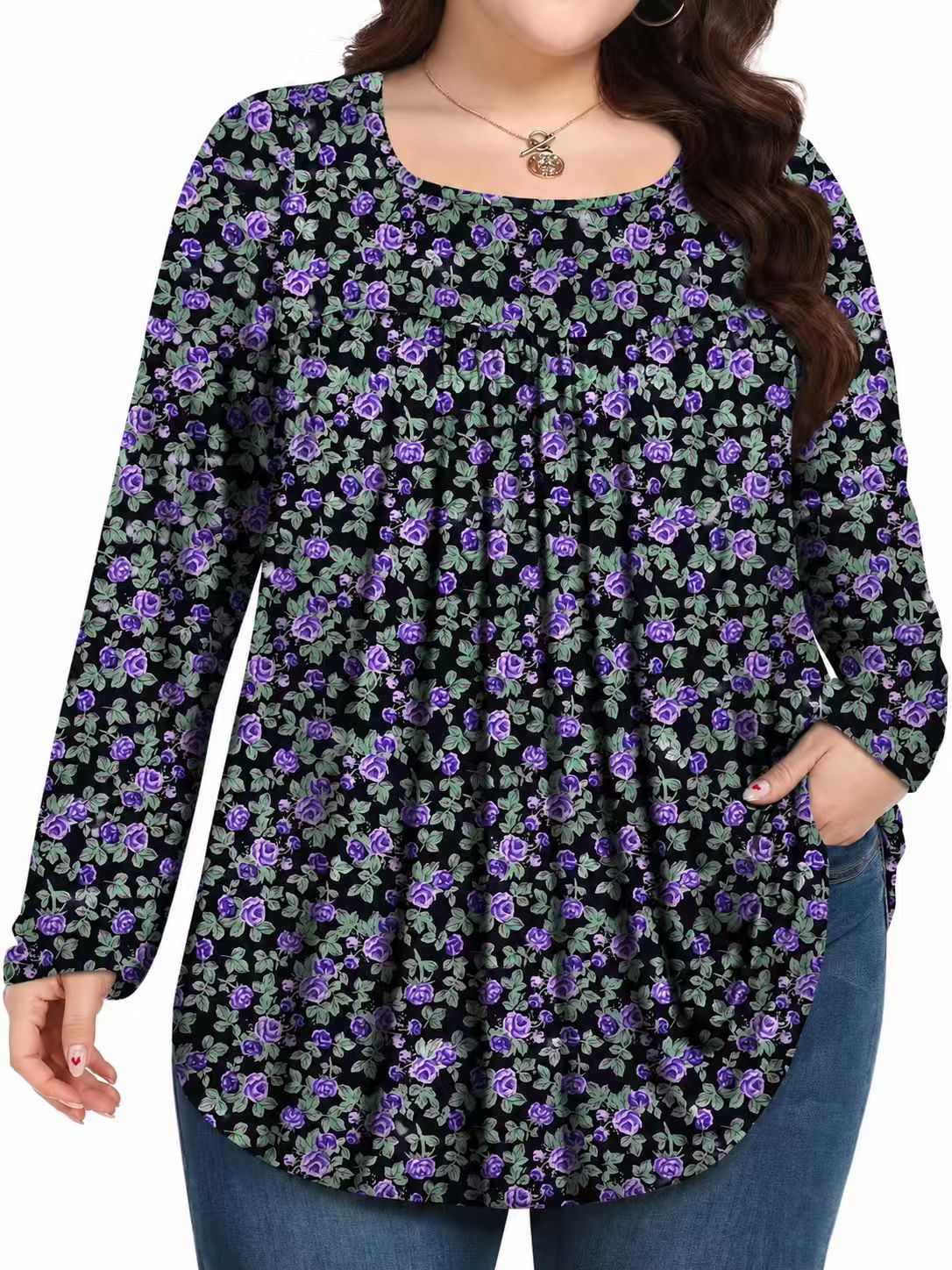 Long-Sleeved Pullover Large Size Floral 3D Printed Women'S Top