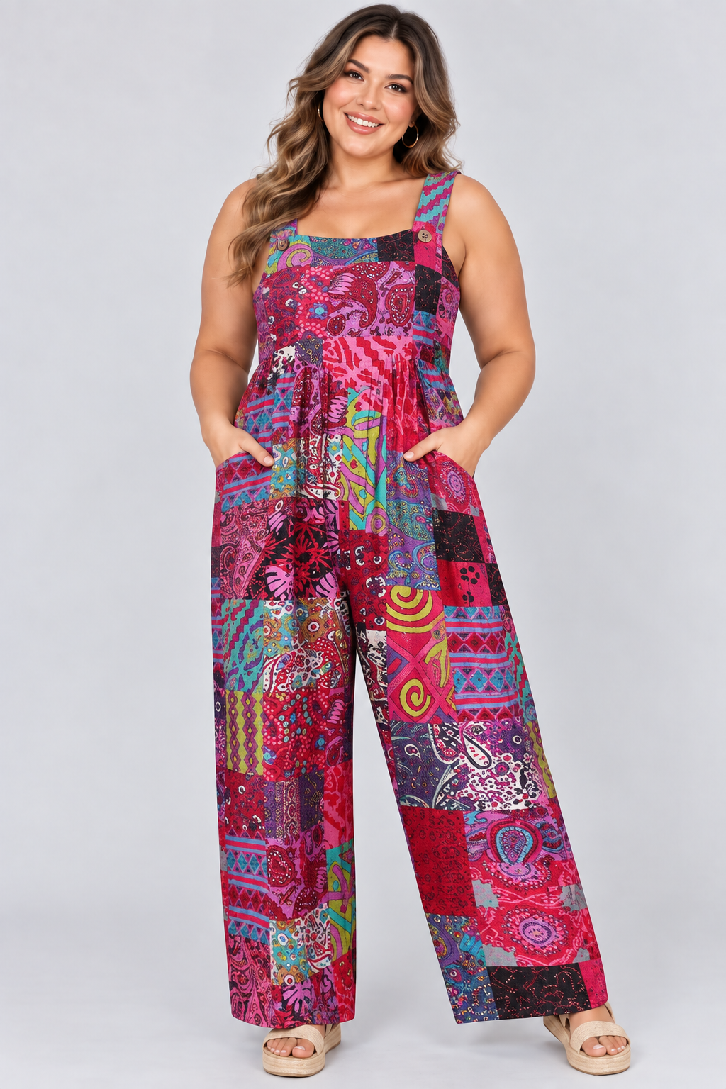 Loose-Fitting Jumpsuit with Suspenders