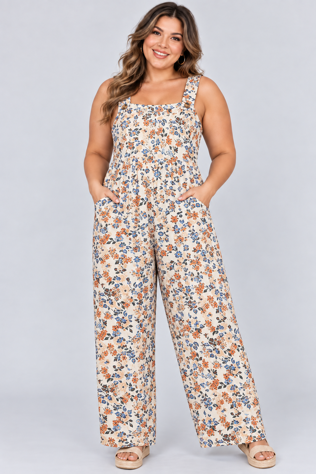 Loose-Fitting Jumpsuit with Suspenders