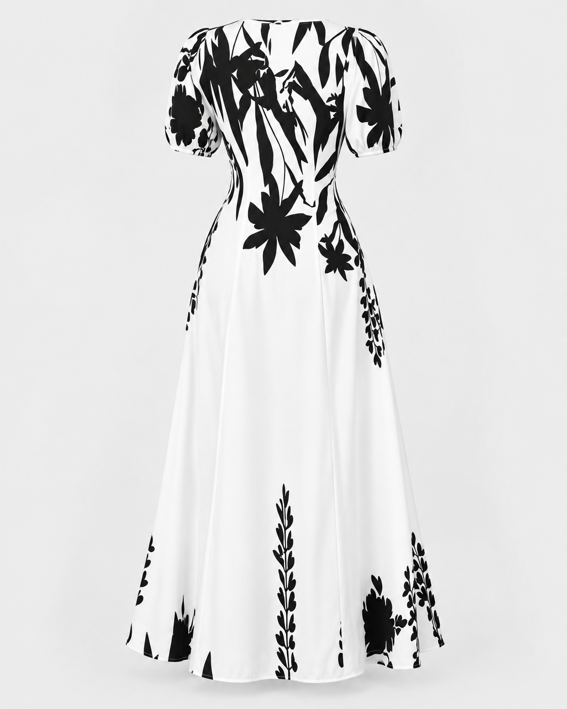 Women's printed bubble sleeve fashion elegant dress