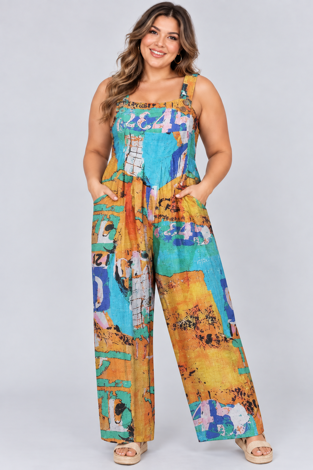 Loose-Fitting Jumpsuit with Suspenders