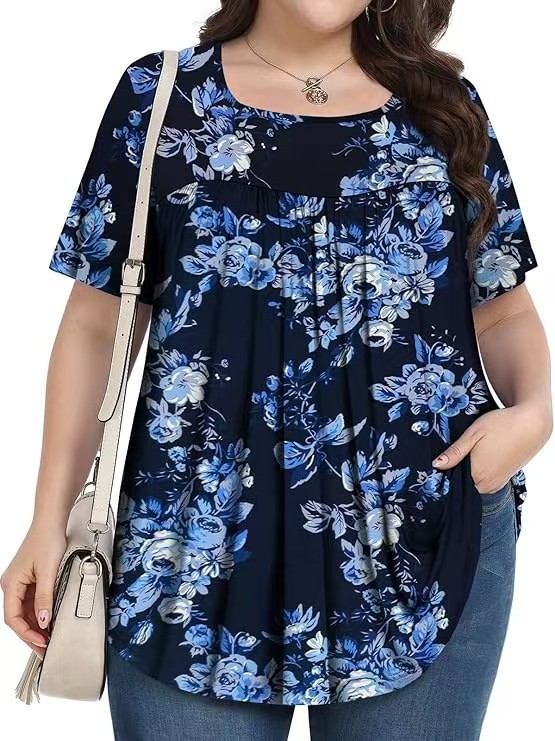 【LIMITED TIME 40% OFF】Plus Size Printed Tunic - Stretchy & Curve-Friendly