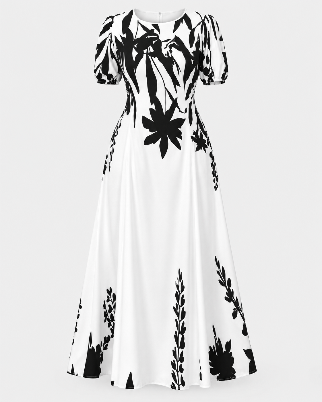 Women's printed bubble sleeve fashion elegant dress