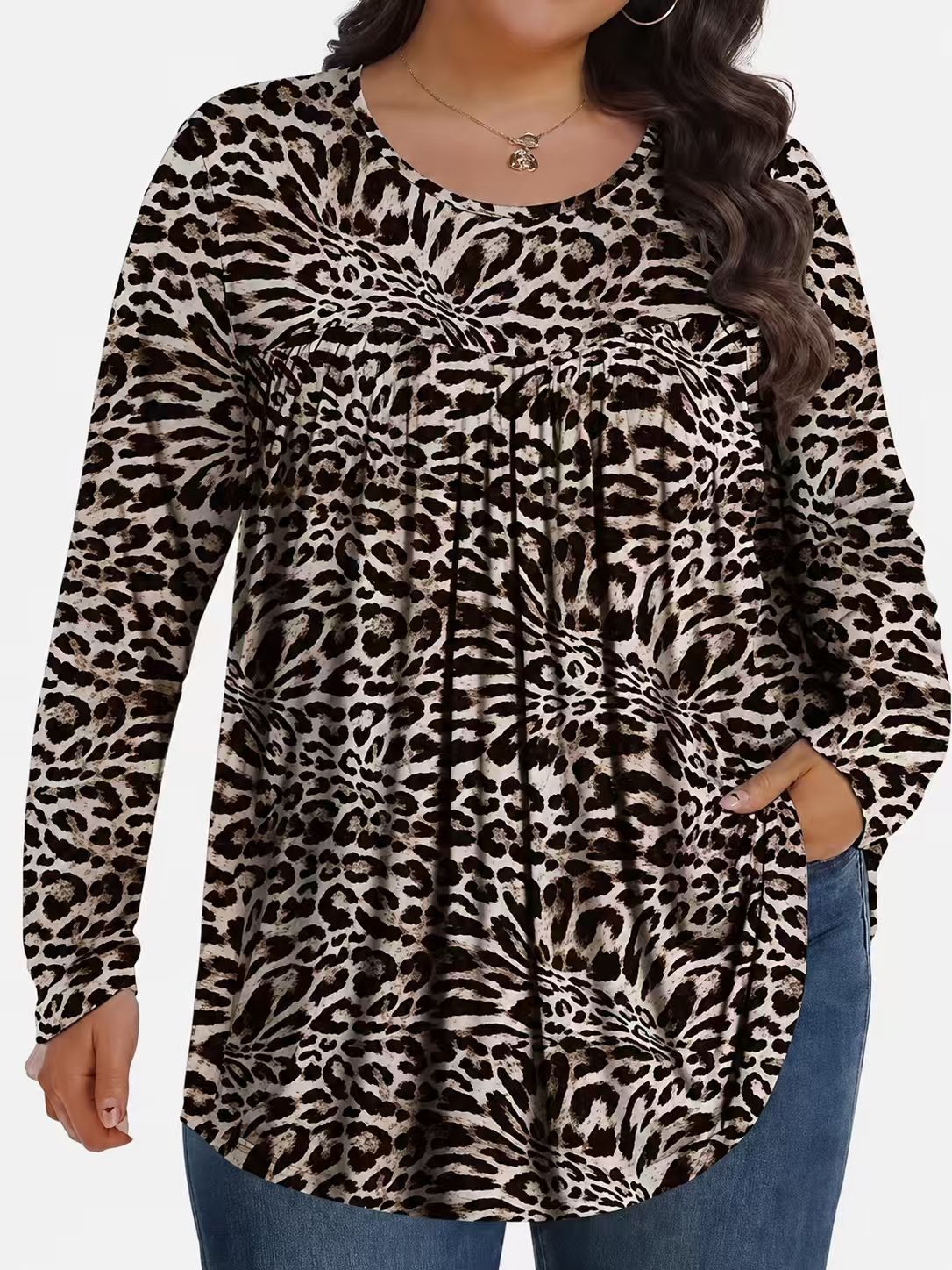 Long-Sleeved Pullover Large Size Floral 3D Printed Women'S Top