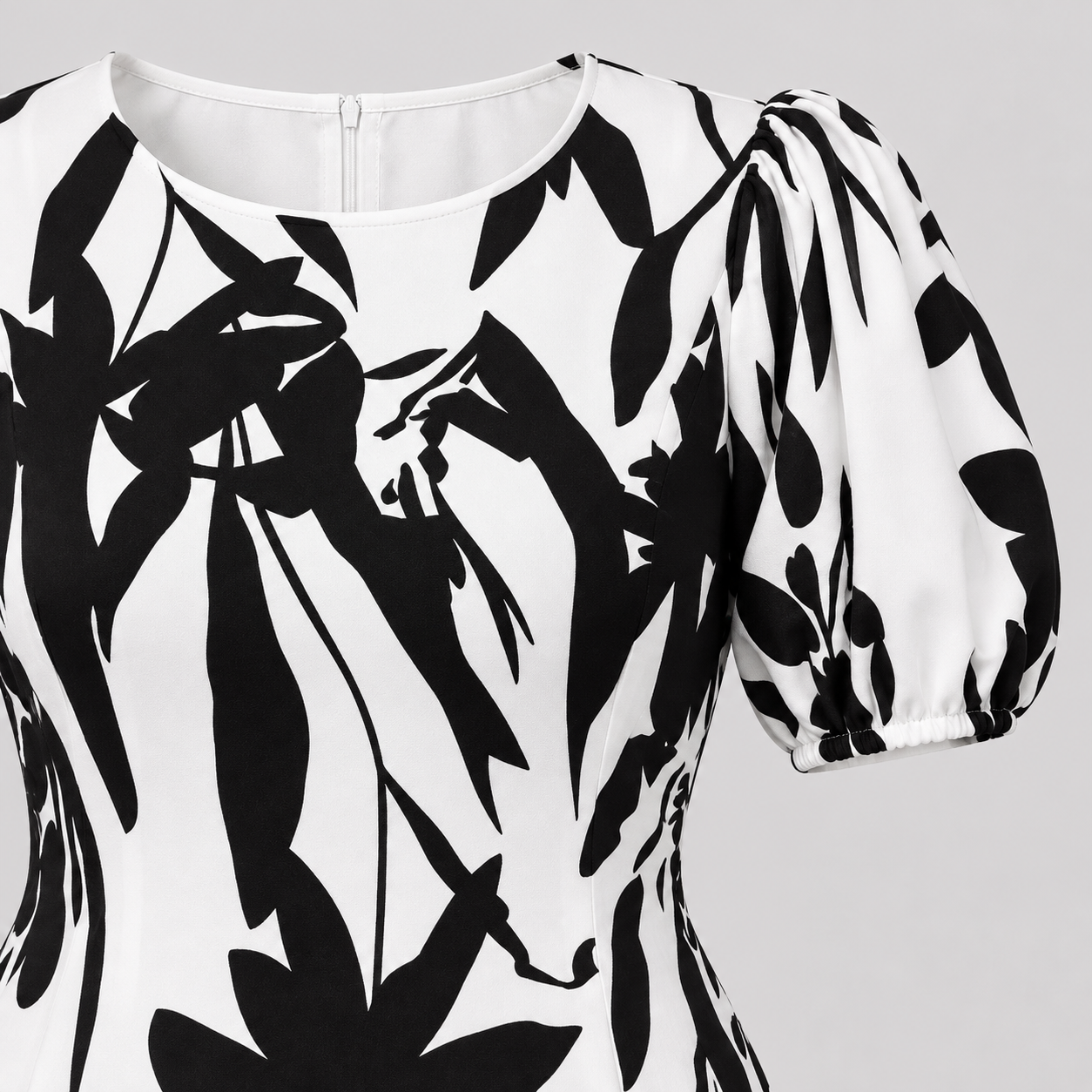 Women's printed bubble sleeve fashion elegant dress