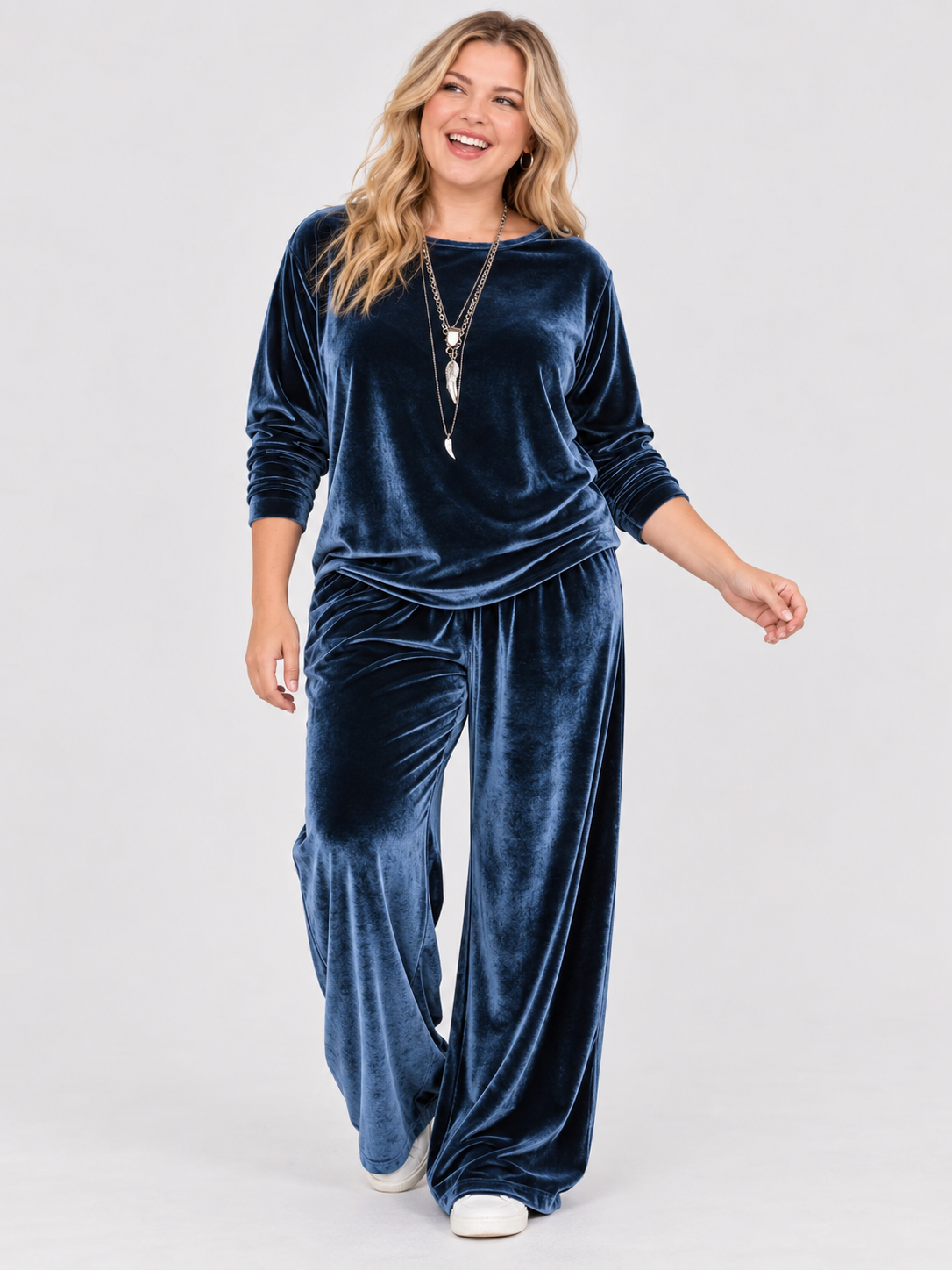 women's clothing casual round neck pullover long sleeves plus trousers velvet multi-color 