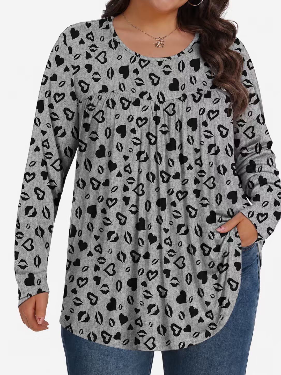 Long-Sleeved Pullover Large Size Floral 3D Printed Women'S Top