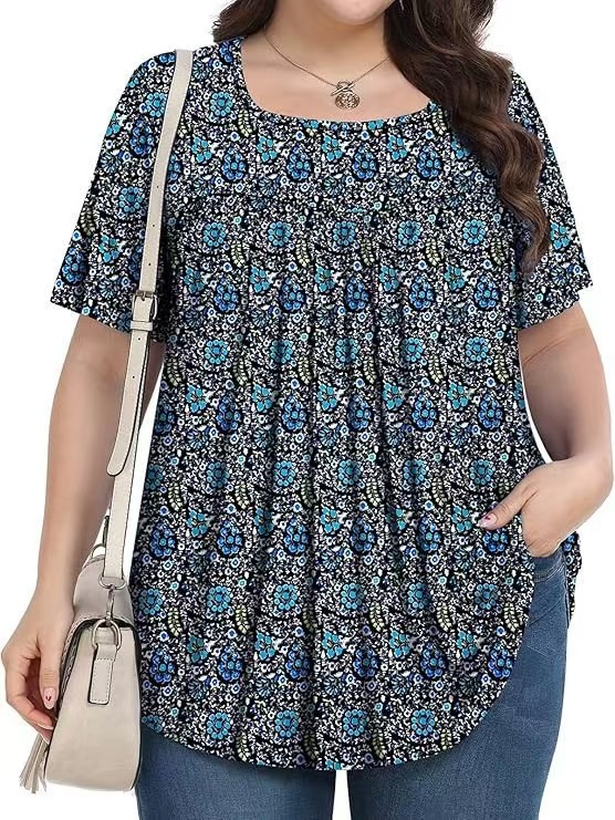 【LIMITED TIME 40% OFF】Plus Size Printed Tunic - Stretchy & Curve-Friendly