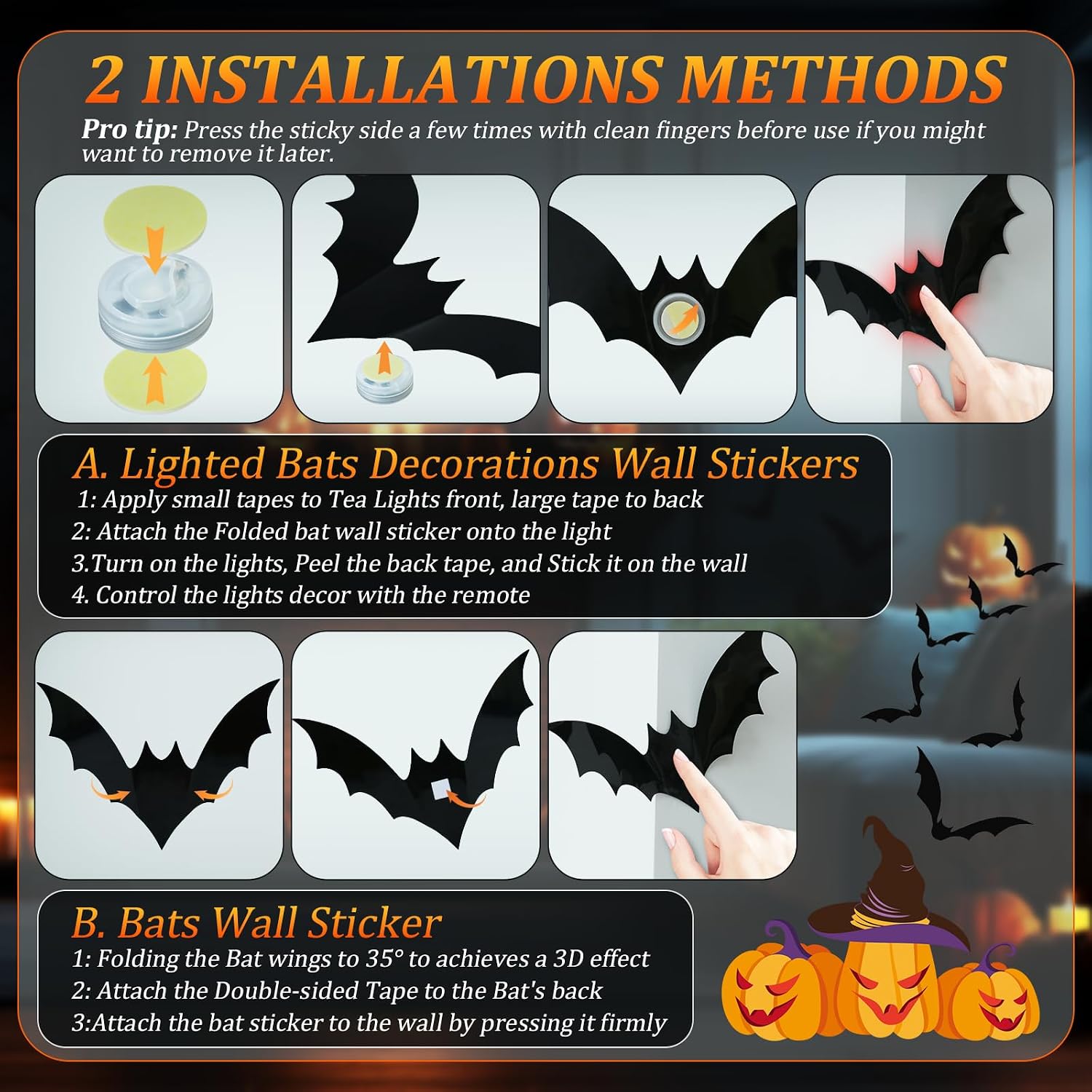 🔥 2026 HALLOWEEN EARLY SALE — 3D Light-Up Bat Decoration Set