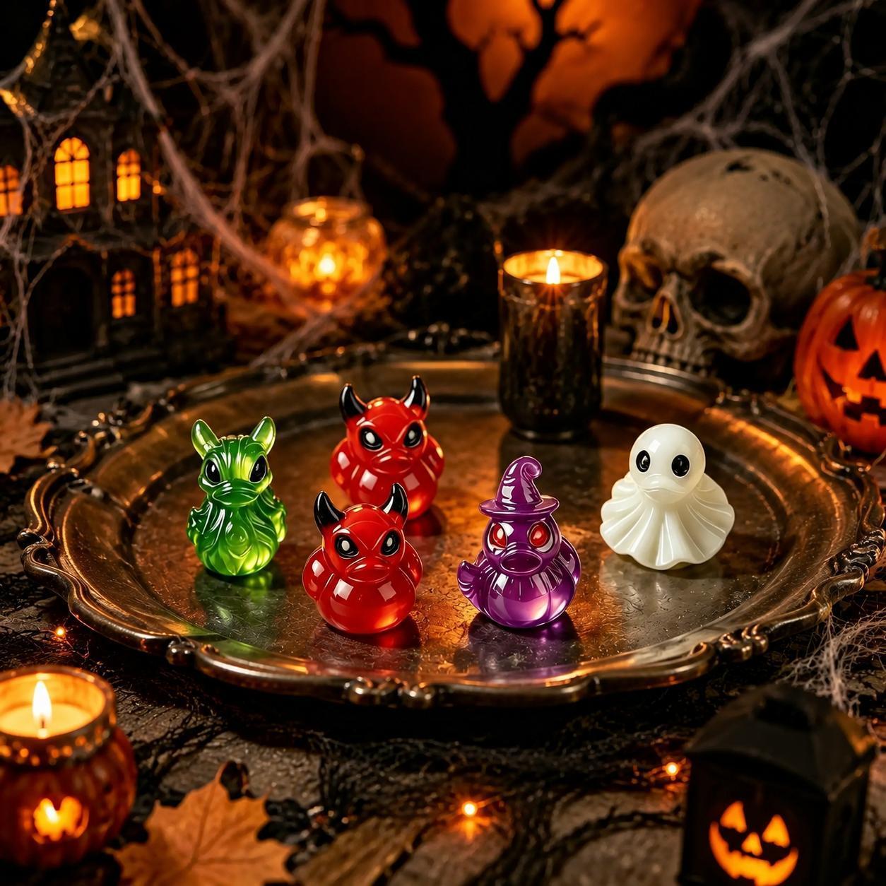 Glow-In-The-Dark Mini Halloween Duck(Devil, Ghost, and Skeleton Designs), Cute Resin Figurine, Spooky Duck Statue, Haunting Desk Decor, Miniature Garden Ornament for Halloween Party Favors Glow-In-The-Dark Mini Halloween Duck(Devil, Ghost, and Skeleton Designs), Cute Resin Figurine, Spooky Duck Statue, Haunting Desk Decor, Miniature Garden Ornament for Halloween Party Favors