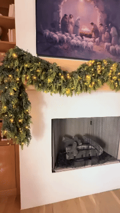Warm lighting effect on cedar garland