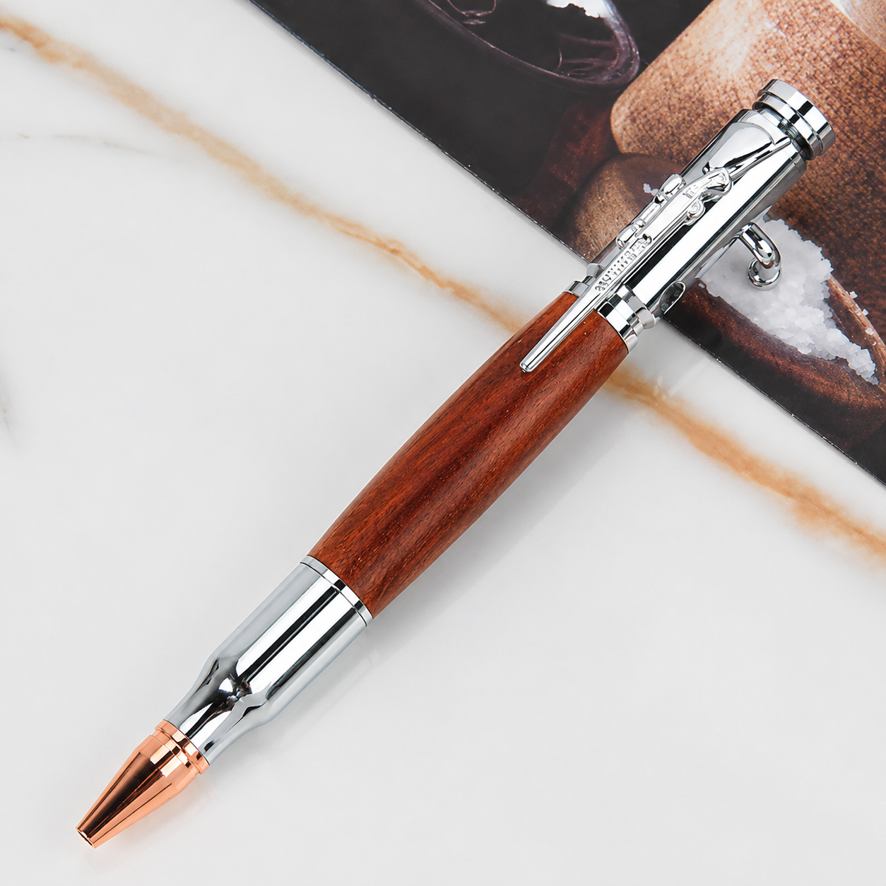 🖊100% Handmade Bolt Action Wooden Bullet PenTM | Crafted From Real Wood & Bullet Casing