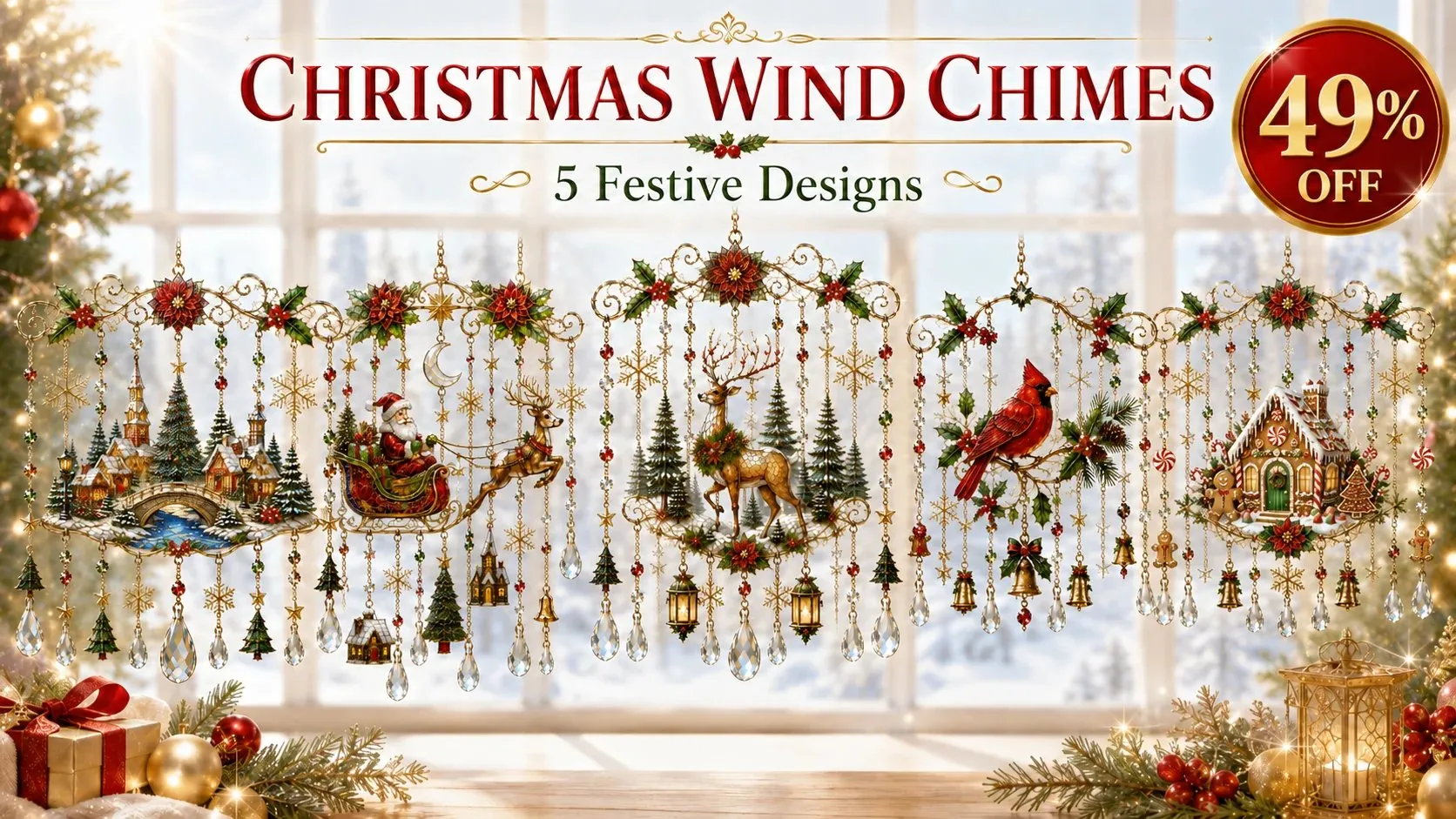 🦌🎄Handmade Christmas Stained Glass Window Hanging | ✨Bring Christmas Magic Home