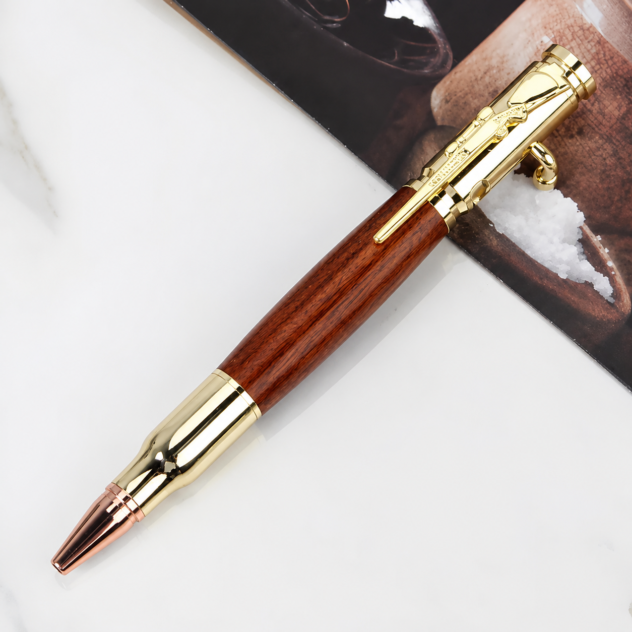 🖊100% Handmade Bolt Action Wooden Bullet PenTM | Crafted From Real Wood & Bullet Casing